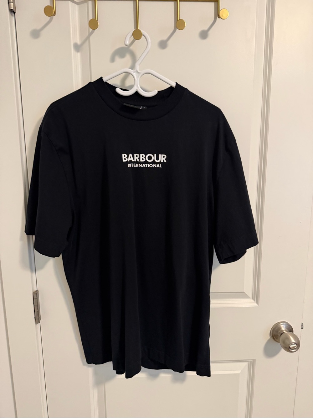 Barbour Black Crewneck Short-Sleeve Logo Tee